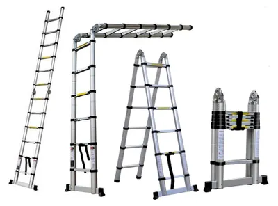 Produktbild von 3,8 m (1,9+1,9) Aluminium Mehrzweckleiter Teleskopleiter Ausziehbar Klappleiter Anti-Rutsch Stufen Multifunktionsleiter Trittleiter 150 kg Tragfähigkeit