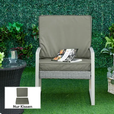 Produktbild von SUGIFT Sitzkissen 2er-Set, Stuhlkissen mit Reißverschluss, Polyester Polsterauflage, Dunkelgrau | 56 x 52 x 7 cm | waschbar