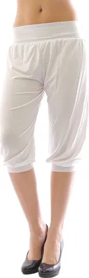 Produktbild von Harem Harems Aladin Pump Hose Capri 3/4 hoher Bund Leggings Leggins Baggy Sommer weiß XXXL