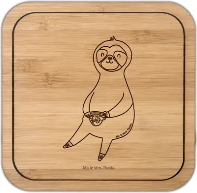 Produktbild von Mr. & Mrs. Panda Tischuntersetzer Faultier Kaffee - Transparent - Geschenk, Korkuntersetzer Quadratisch, kork untersetzer, Coffeelover, gläseruntersetzer, faul, Coaster