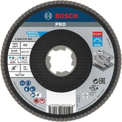 Produktbild von PRO X571 Fächerschleifscheibe X-Lock, abgewinkelt, 125 mm, K60