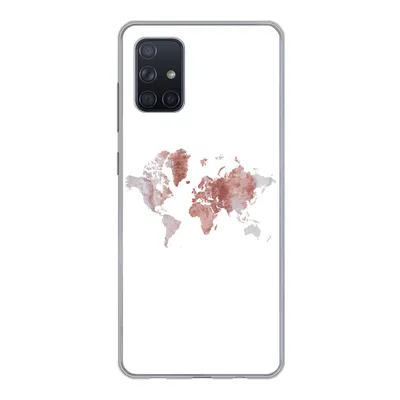 Produktbild von MuchoWow® Handyhülle Schutzhülle Hülle für Samsung Galaxy A51 Weltkarte - Rosa - Farbe Silikon Softcase Handy Hülle - Schutzabdeckung
