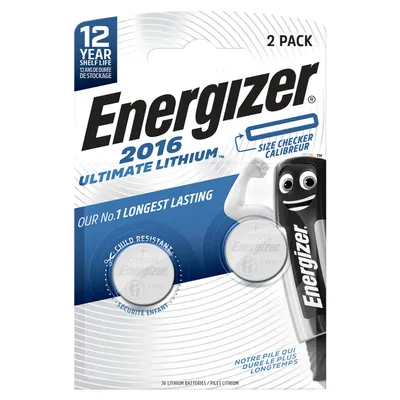 Zdjęcie produktu dla Bateria guzikowa Energizer CR 2016 E301319501 Lithium 2 szt. w opakowaniu.