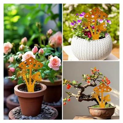 Produktbild von Deko-Pilze aus Metall für den Garten, Rostoptik, Blumenstecker für Weihnachten, Geschenkideen für Gartenliebhaber, Innen- und Außendekoration (24×15 cm)