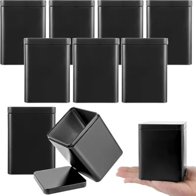 Produktbild von Klassieke Vierkante Theedoosjes in Metall - 10er Pack - Aromadichte Thee- und Kräuterdose - 8 x 8 x 11 cm