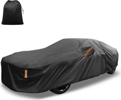 Produktbild von Autoabdeckung fš¹r Ford Mustang Aluminiumfolie Outdoor Vollgarage Wasserdichter Schutz Winddicht mit Fahrertš¹r-Rei?verschluss Schwarz