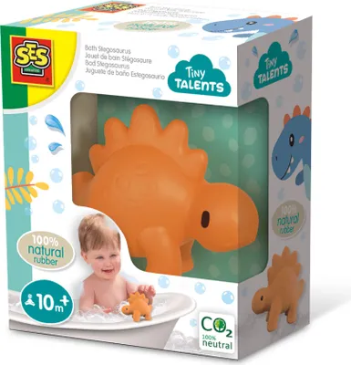 Produktbild von SES Creative Tiny Talents 13213 Bad Stegosaurus, Badespielzeug aus 100% Naturkautschuk für Kleinkinder, Badespielzeug, Junge/Mädchen, 0,8 Jahr(e), Gummi, Orange