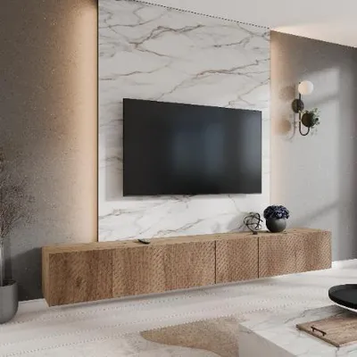 Obrázek produktu pro Margaret Hadas24 TV skříňka Nicole TV skříňka TV lowboard 300 cm závěsná moderní design obývací pokoj montáž na zeď, TV nábytek artisan, catania
