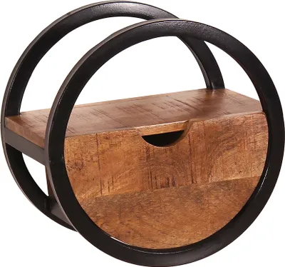 Produktbild von SIT Möbel Wandregal | rund | 1 Schublade | Mango-Holz natur | Gestell Metall schwarz | B 30 x T 20 x H 30 cm | 14368-01 | Serie SIDNEY