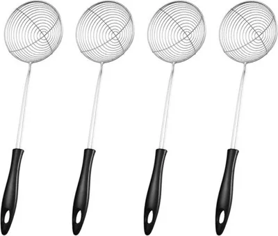 Produktbild von Küchensieb-Set aus Edelstahl – 4-teiliges Sieb für Pasta, Hot Pot und Backen, ideal zum Abschöpfen und Abseihen von Lebensmitteln