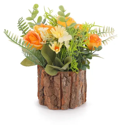 Kunstblumen im Topf, Gelb, 18 cm, Seide, 1 Stück