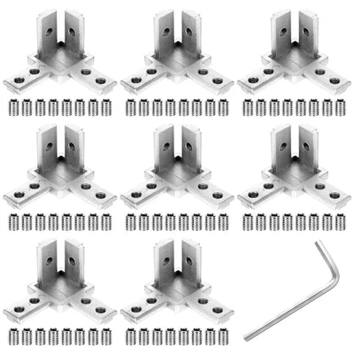 Imagen del producto de Omgoods - Juego de 8 perfiles de aluminio con conectores angulares (plateado)