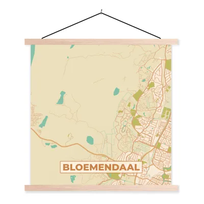 Obrázek produktu pro MuchoWow® Textilní plakát - Mapa - Mapa města - Bloemendaal - Mapa - 90x90cm - S hnědými lamelami