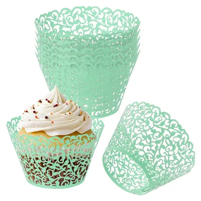 Cupcake-Wrapper aus Papier, 50 Stück, grün, 21 x 8,5 x 5 cm