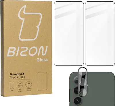 Produktbild von BIZON Edge 2x Bildschirmglas + Kameraglas Samsung Galaxy S24