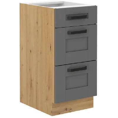 Image de Meuble de cuisine avec tiroirs LAILI - largeur 40 cm, gris / chêne artisanal