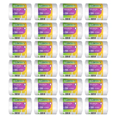 Produktbild von CLENTAX Müllbeutel 10L mit Tragegriff  24 x 75 St / insg. 1800 St / Reissfest