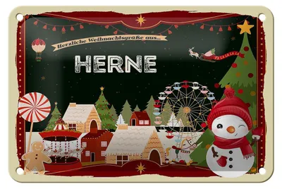 Produktbild von Blechschild Weihnachten Grüße aus HERNE Geschenk Dekoration  18x12cm
