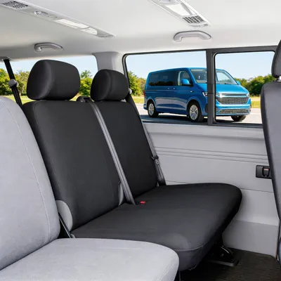Obrázek produktu pro Potahy sedadel WALSER Transporter pro VW T5, dvojitá lavice vzadu, potahy sedadel z látky, chrániče sedadel automobilu, sada potahů sedadel pro dodávku