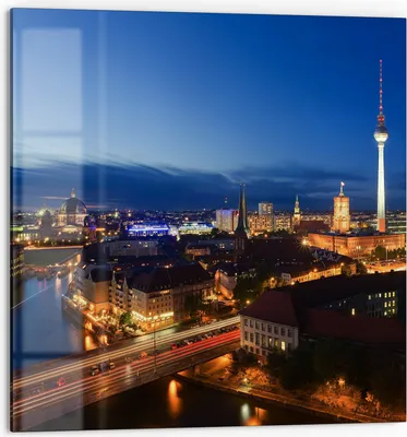 Zdjęcie produktu dla DEQORI Szklany panel kuchenny 60x60 cm "Berlin nocne niebo" panel łazienkowy panel kuchenny