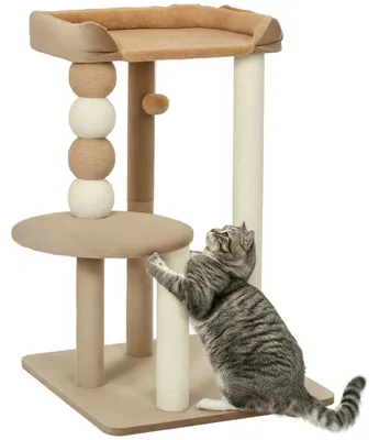 Immagine prodotto di PawHut, tiragraffi da 86 cm per gatti, con pallina giocattolo, adatto a gatti fino a 7 kg, colore: marrone