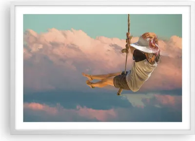 Produktbild von Gerahmtes Poster - Weißer Rahmen - Schaukeln Seil Himmel - 70x50 cm - Wand Bild - Wanddeko - Wandbilder - Kunstposter - Wandposter - Bilderrahmen - Bilder - Kunstdruck - Wandbild - P2WAA70x50-4259
