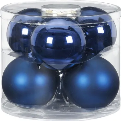 Produktbild von Weihnachtskugeln Glas 10cm, 6 Stück, Farbe:Midnight Blue - dunkelblau