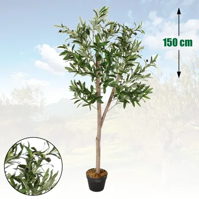 Produktbild von Kunstpflanze Plastikpflanze Olivenbaum Kunstbaum mit Blumentopf 150 cm