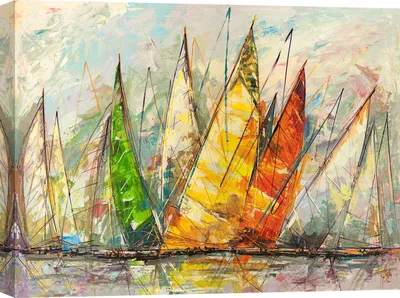 Produktbild von Kunstdruck auf Leinwand mit Segelbooten - Luigi Florio, Große Regatta - 100x70 cm