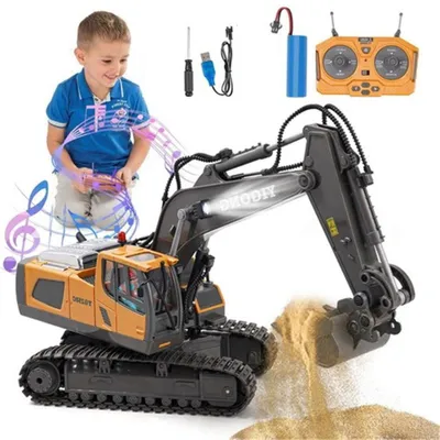 Produktbild von Ferngesteuertes Bagger Spielzeug für ab 3 4 5 6 7 8 9 Jahren Junge, 2,4 GHz Bagger RC Spielzeugautos mit Licht und Sound, Geburtstags Geschenk