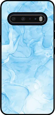 Produktbild von Smartphonica Handytasche Passend für LG V60 mit Marmordruck - TPU Rückendeckung Fall Marmor Design - Hellblau