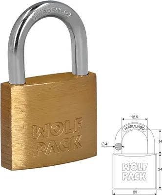 Obrázek produktu pro Standardní obloukový visací zámek z mosazi, 25 mm.
