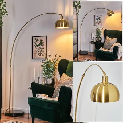 Produktbild von Gavirate Stehlampe aus Metall in Schwarz/Messing gebürstet/Gold mit Marmorfuß