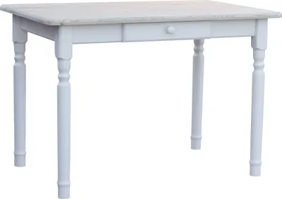 Obrázek produktu pro Bílý stůl II z masivního borovicového dřeva s nelakovanou deskou 100 x 60 cm