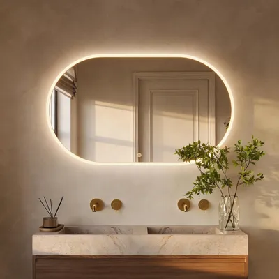 Produktbild von LOMAZOO Ovaler Badezimmerspiegel Genua mit LED-Beleuchtung 120 × 70 cm Schwarz