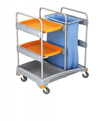 Splast Putzwagen aus Kunststoff - mit 2 Ablagefächern und Abfallsackhalter 120l Splast  TSZ-0013