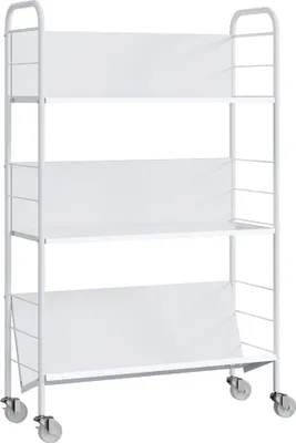 Produktbild von Rollbares 3-stöckiges Metallregal, 69 x 26 x 108 cm, Weiß