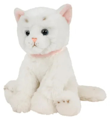 Produktbild von Kuscheltier Katze mit Halsband weiß sitzend 25 cm Plüschkatze