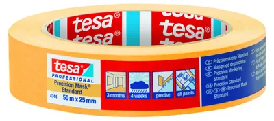 Productafbeelding van Tesa Krepptape, 50 meter x 25 mm, statische precisie, geel, artikelnummer 04344