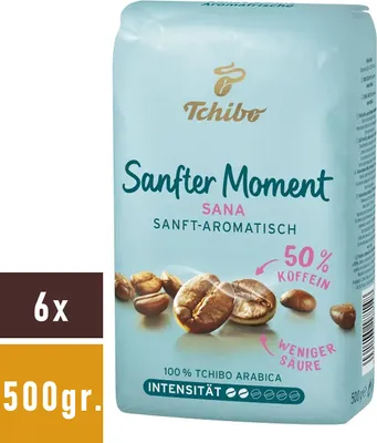 Produktbild von Tchibo Sana Sanfter Moment 50% entkoffeiniert 6x500 g Bohnen