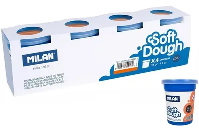 Obrázok produktu pre Ciastolina w 4 słoiczkach 116g miękka masa plastyczna MILAN