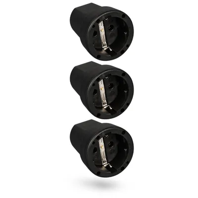 Image de Prise de courant de sécurité HEITECH en caoutchouc avec protection contre la flexion - pack de 3 prises de courant de sécurité