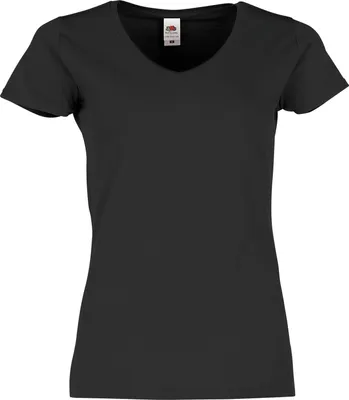 Produktbild von Fruit of the Loom Ladies Iconic 150 V-Neck T-Shirt Farbe: schwarz Größe: XL