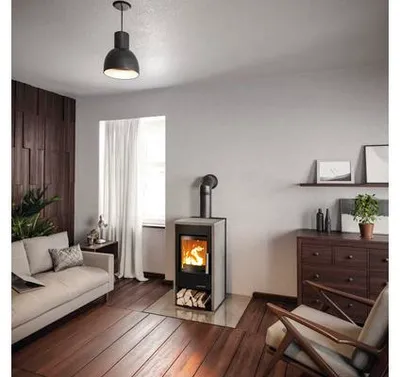 Produktbild von Kaminofen Haas & Sohn Rubus Serpentino grey stone 6 kW mit Holzfach