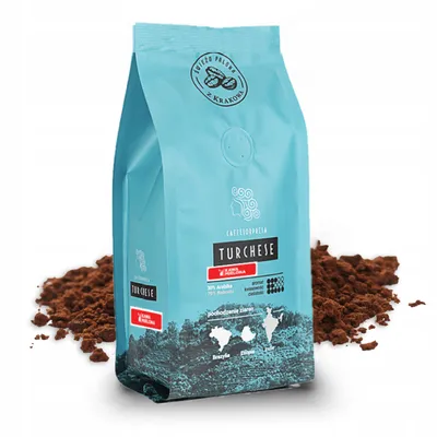 Zdjęcie produktu dla Świeżo palona kawa mielona Caveres Sorpresa Turchese 250g, 30% Arabica i 70% Robusta - Rzemieślnicza Palarnia Kawy Premium
