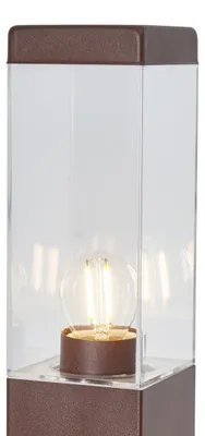 Produktbild von Qazqa Modern außen Pollerleuchte, Wegeleuchte, Pollerlampe für den Garten - Malios - Rostbraun, Landhausstil, max. 15W, Geeignet für LED, 80cm, Rechteckig
