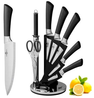 Productafbeelding van Mes set, 8-delig, met draaibaar messenblok en ergonomische handgrepen