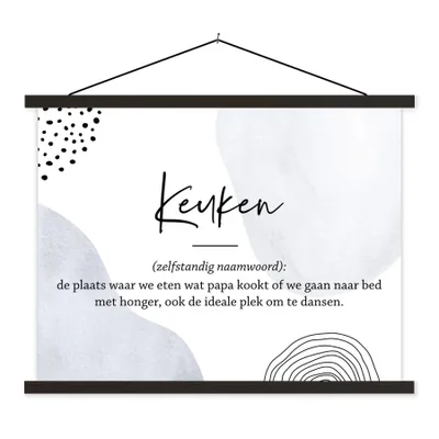 Produktbild von MuchoWow® Textilposter küche - papa - zitate - küchen definition - sprichwörter - Wörterbuch 150x113 cm mit schwarzem Rahmen - Wohnzimmer