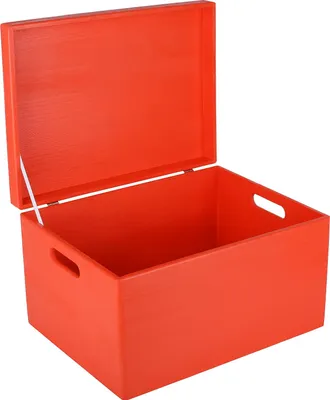 Image de Creative Deco Boite de Rangement en Bois Rouge 40 x 30 x 24 cm (+/-1cm)