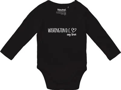 Produktbild von Huuraa Baby Body Washington D.C. my love 80 Black  Baumwolle Fairtrade Langarmbody Geschenkidee